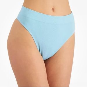 Jenni Women's Seamless Ribbed Hi-Cut Thong Underwear-Caribbean Turquoise
